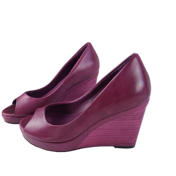 Cole Haan Shoes - Cole Haan Fuscia Open Toe Wedges Never Worn Size 5.5